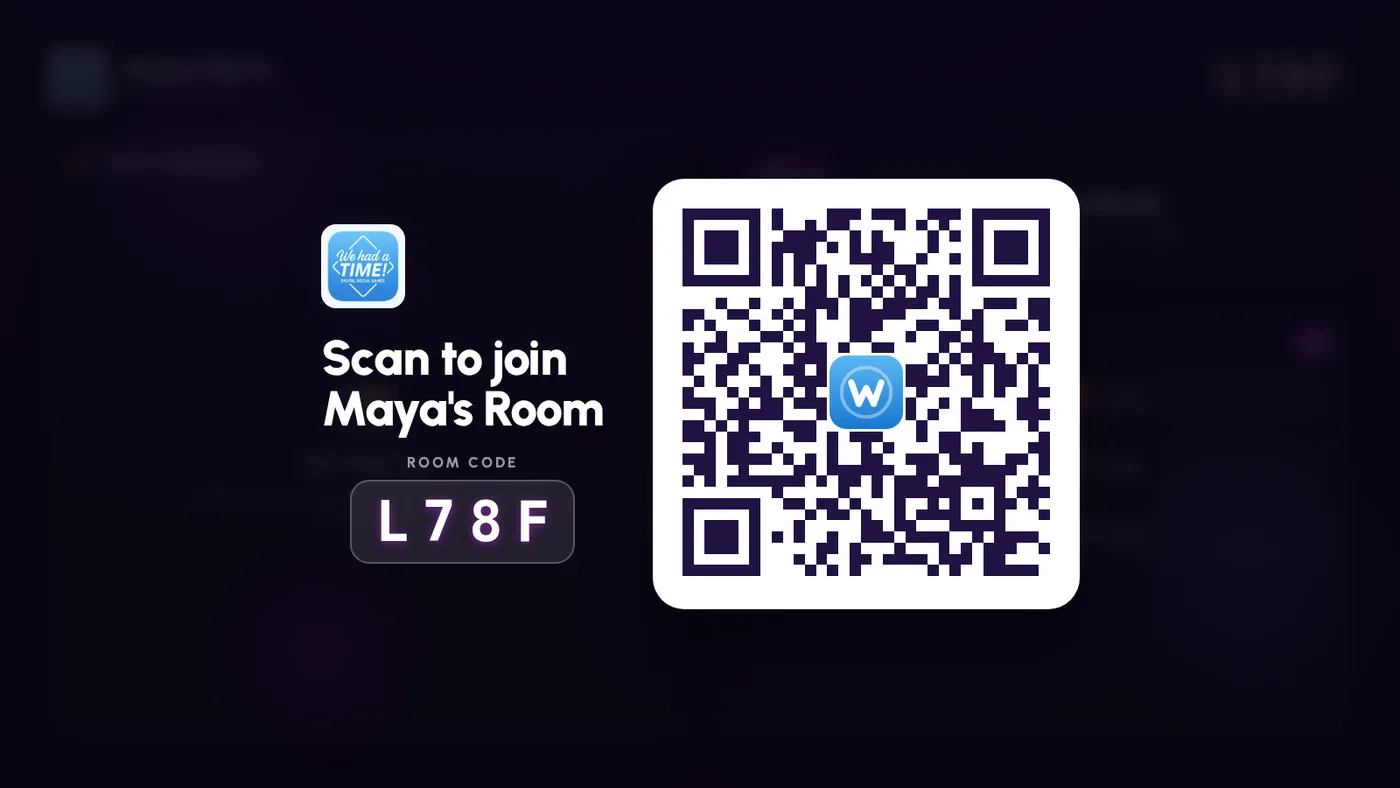 Watch Mode on a TV showing the room code and join QR